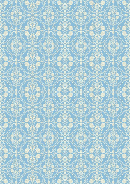 Damasco fundo bonito, real, azul luxo ornamentação floral, belo padrão sem costura moda — Vetor de Stock