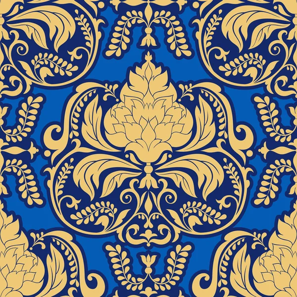 Diseño de patrón de damasco vectorial, fondo ornamental real — Vector de stock