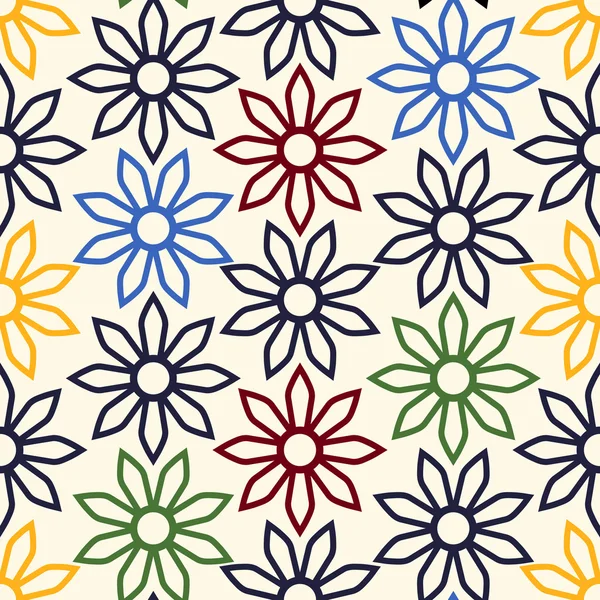 Fondo geométrico floral estilo bebé y niños, patrón abstracto sin costuras con flores, papel de envolver — Vector de stock