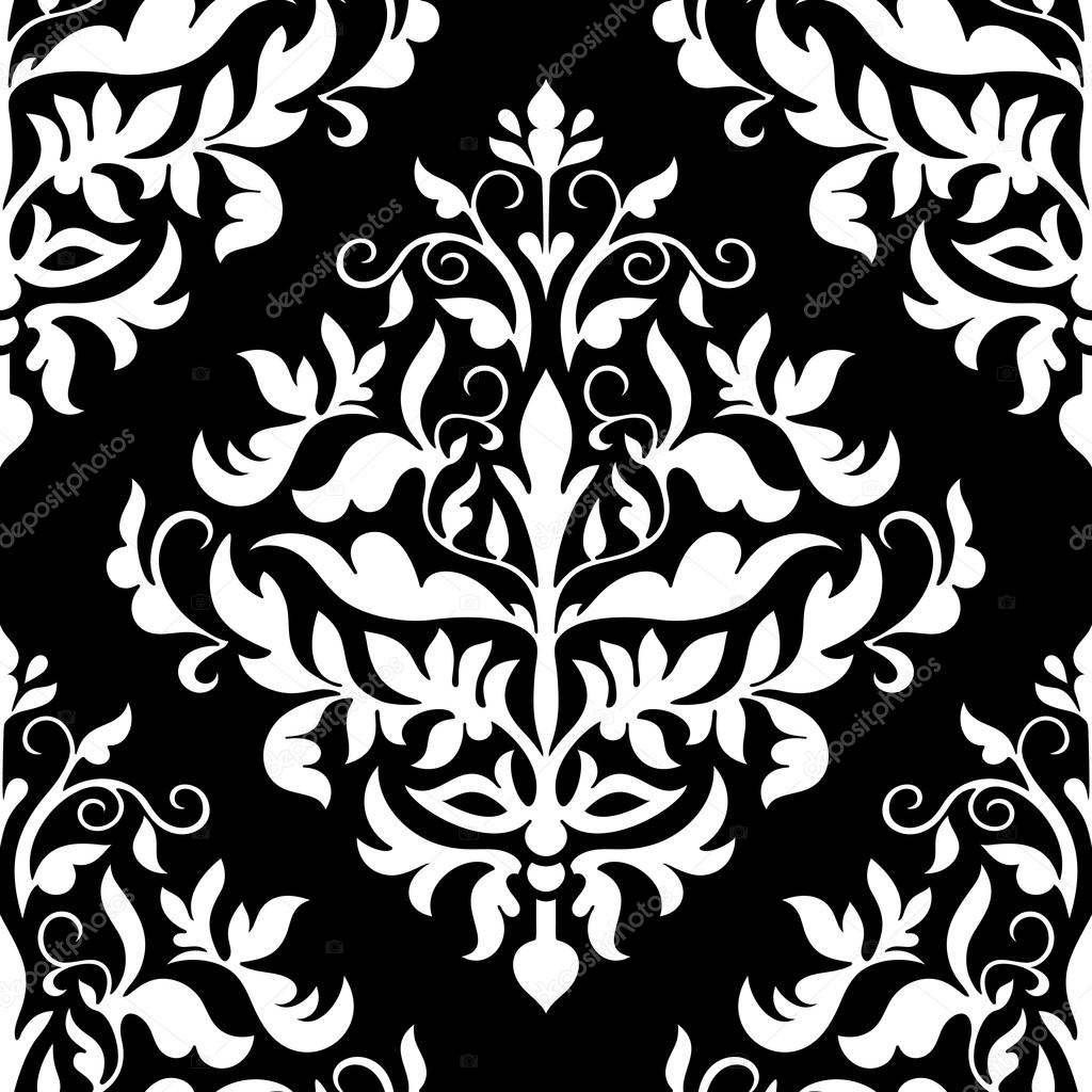 Damask beautiful background with rich, old style, luxury ornamentation, black  fashioned seamless patter