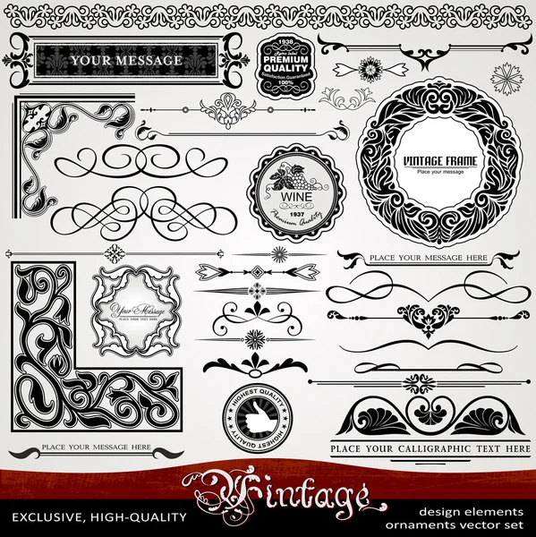 Luxury vintage style, exclusive, highest quality classic set of creative ornaments — Stock Vector