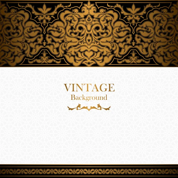 Fondo vintage, adorno de estilo islámico, cubierta de libro ornamental con tarjeta real, invitación y saludo con encaje floral — Vector de stock