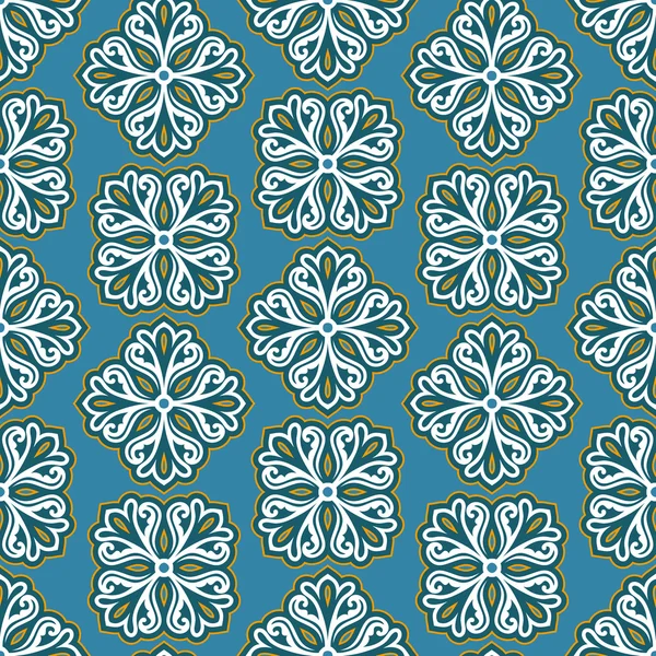 Floral beautiful pattern with cute flowers, Vintage style fashioned seamless blue background — Stockvector