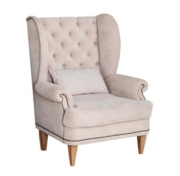 Textil klassischen grauen Stuhl isoliert — Stockfoto