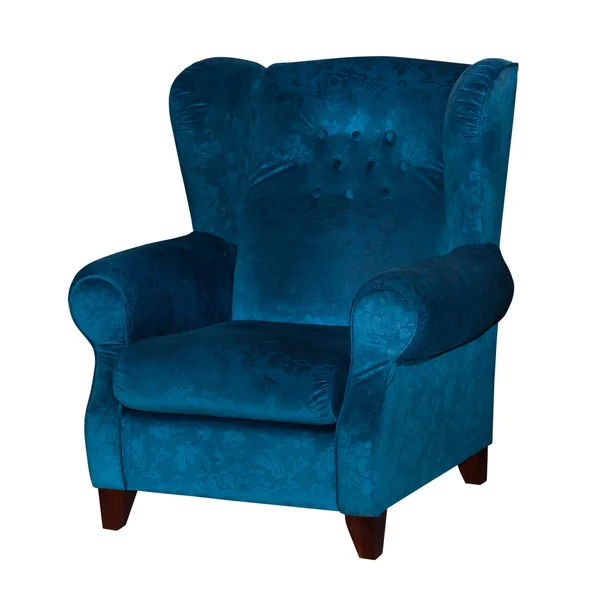 Blå textil stol isolerade — Stockfoto