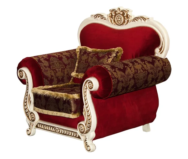 Textil klassischer roter Stuhl isoliert — Stockfoto