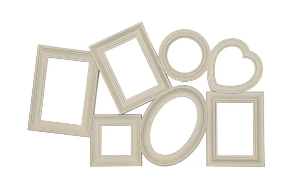 Composition of different photo frames of beige color — Stock Photo, Image