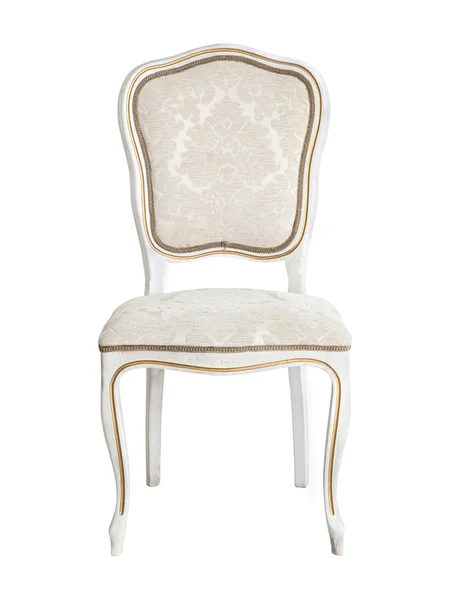 Tekstylne klasyczne krzesło biały na białym tle — Zdjęcie stockowe