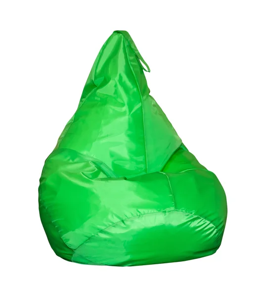 Cadeira beanbag verde isolado — Fotografia de Stock