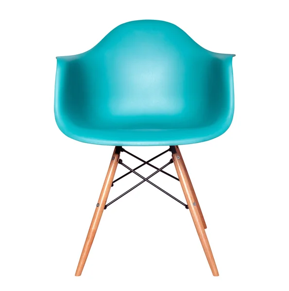 Moderner Stuhl von blauer Farbe isoliert — Stockfoto