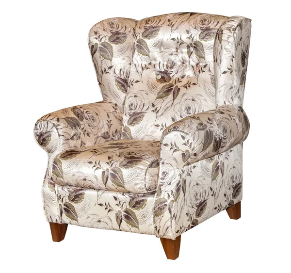 Textil classic grå stol isolerade — Stockfoto