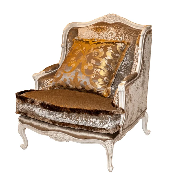 Cadeira marrom clássico têxtil isolado — Fotografia de Stock