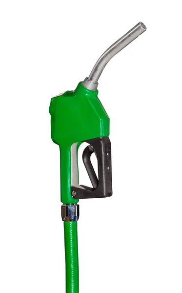 Green petrol gun at the gas station — Stock Photo, Image