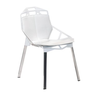 Beyaz deri tabure sandalye izole