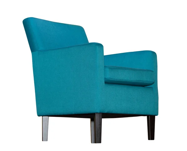 Синій текстильний сучасний стілець ізольований — стокове фото