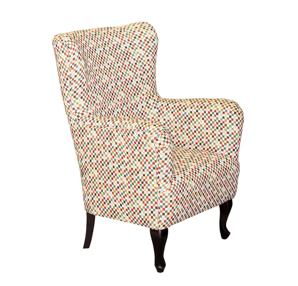 Moderner Stuhl aus braunem Textil isoliert — Stockfoto