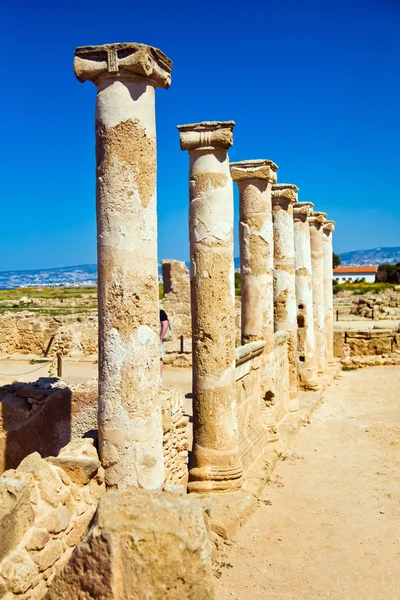 Paphos Archaeological Park antik sütunlar ile — Stok fotoğraf