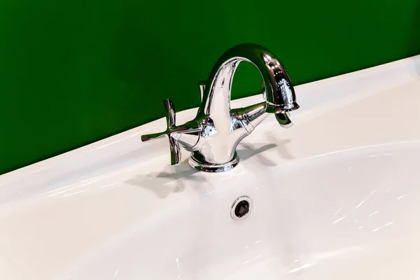 Chrome modern faucet — Stock Photo, Image