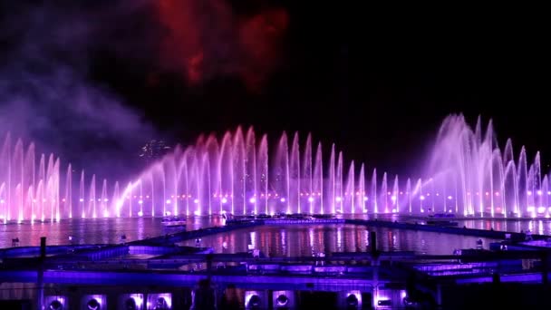 Espectáculo de láser y fuegos artificiales en Moscú, Rusia — Vídeos de Stock