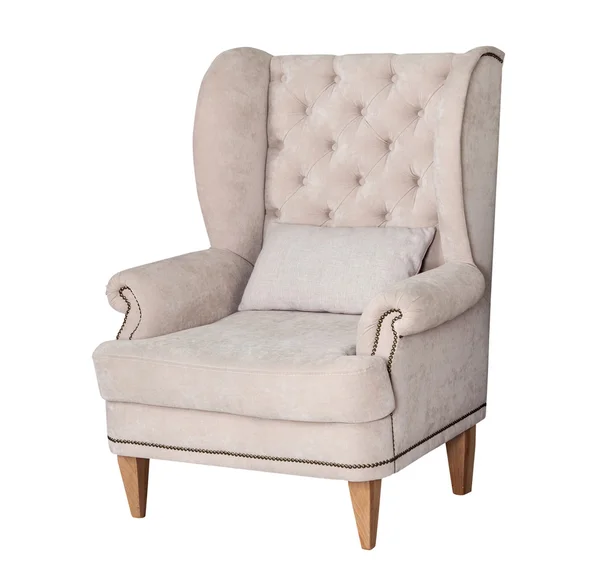 Bequemer klassischer grauer Stuhl isoliert — Stockfoto