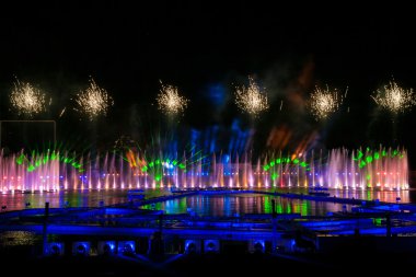 Lazer ve havai fişek gösterisi, Moskova, Rusya