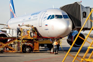 Aeroflot uçak jet Sheremetievo havaalanında demirledi