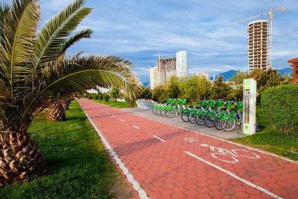 Noleggio biciclette sul lungomare di Batumi, Georgia — Foto Stock