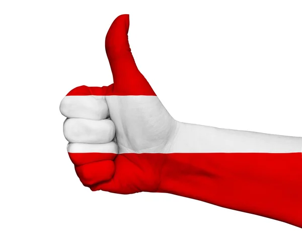 Ręka z kciuk pomalowane w kolorach flagi Estonial na białym tle — Zdjęcie stockowe