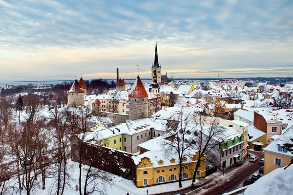 Panorámás kilátás nyílik a régi része Tallinn — Stock Fotó