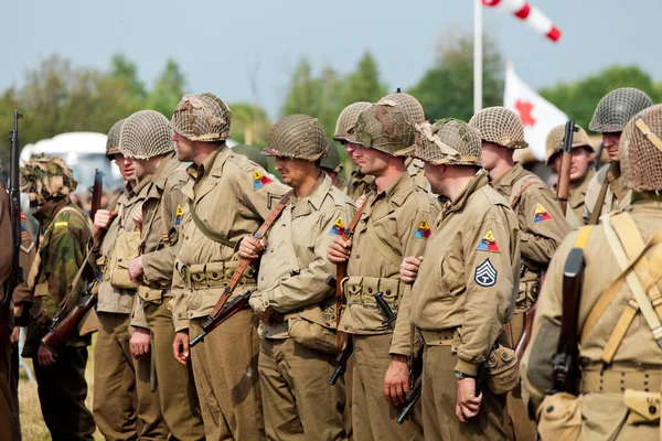 Reconstruction of World War 2. American soldiers — Stock Photo, Image