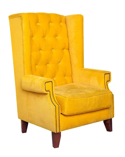 Cadeira têxtil amarelo isolado — Fotografia de Stock