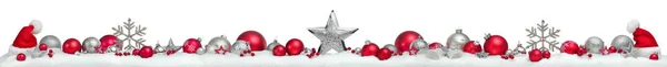 Karácsonyi Határ Vagy Banner Csillagok Baubles Rendezett Sorban Extra Széles — Stock Fotó