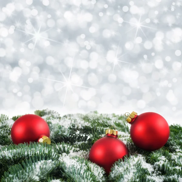 Red, green and silver Christmas background — Stock Photo, Image