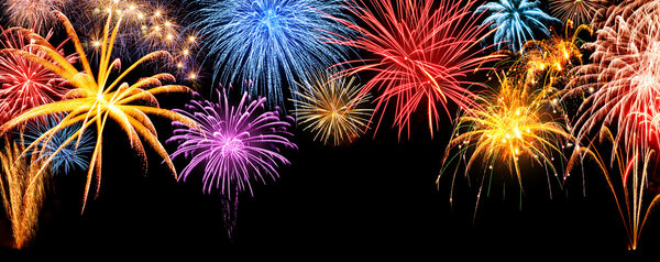Fireworks display panorama — Stock Photo, Image