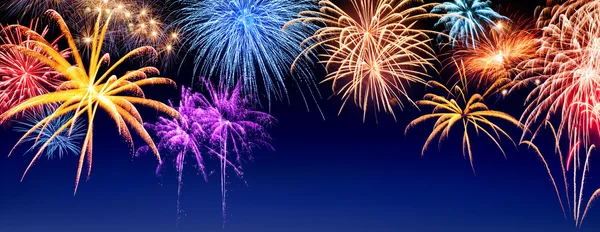 Fireworks display panorama — Stock Photo, Image