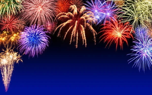 Fireworks display on dark blue — Stock Photo, Image