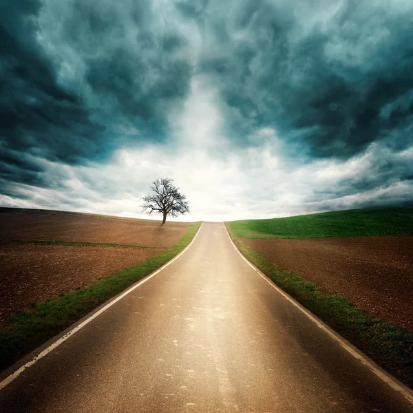 Lonely road with dramatic mood — Stock Photo, Image