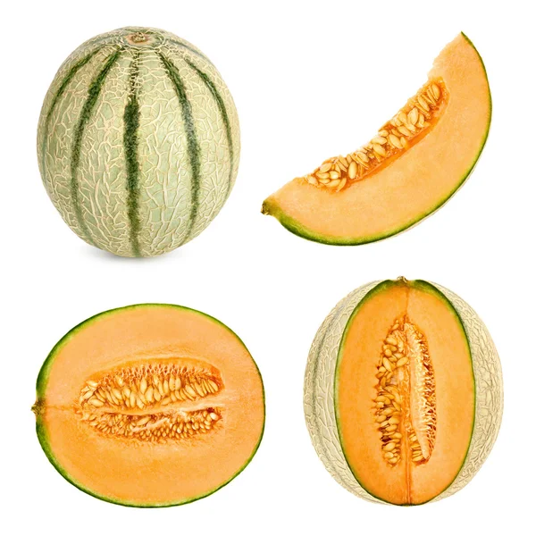 Cantaloupe melon cut in 4 different shapes — Stock Photo, Image