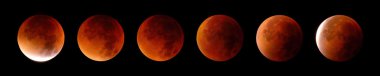 Total lunar eclipse in 6 stages clipart