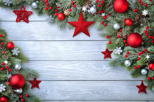 Blue wood Christmas background — Stock Photo, Image