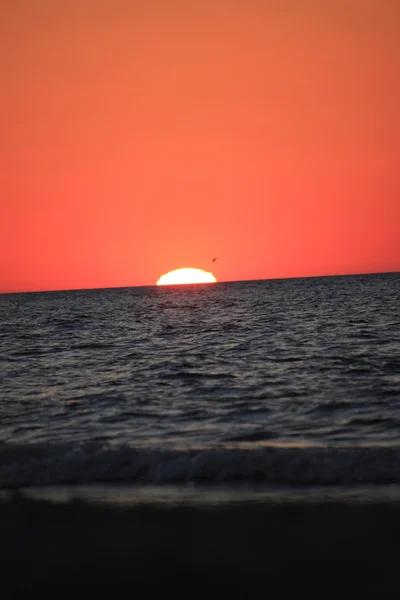 Пляж нд води погода морський пісок хвилі люди небо свято sunbather захід сонця — стокове фото