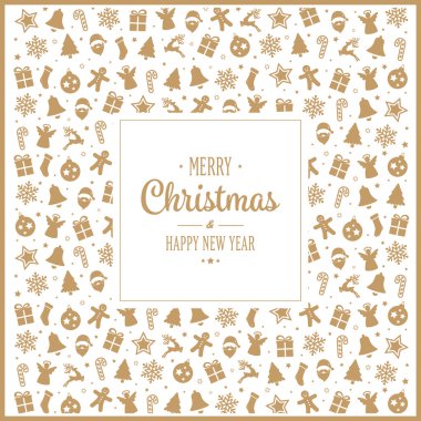 neşeli Noel altın dekorasyon desen öğeleri arka plan