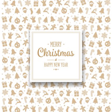 Altın mutlu Noeller öğeleri kartı arka plan