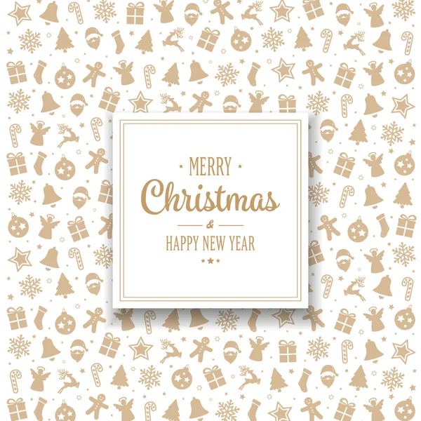 Gold Merry Christmas Elements Card Background — Stock Vector