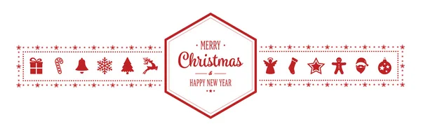 Merry christmas hexagon ornament banner red isolated background — Stock Vector