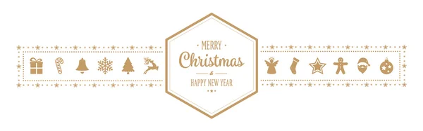 Merry christmas hexagon ornament banner gold isolated background — Stock Vector