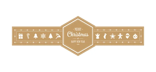 Merry christmas hexagon ornament banner gold isolated background — Stock Vector