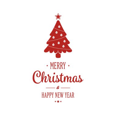 Arka plan kırmızı ağaç Merry Christmas türü izole