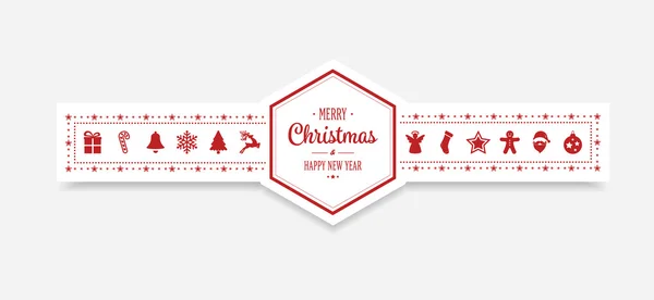 メリー クリスマスの六角形の飾りバナーの背景 — ストックベクタ