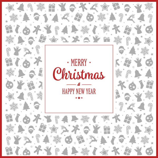 Merry Christmas red gray pattern decoration background — Stock Vector